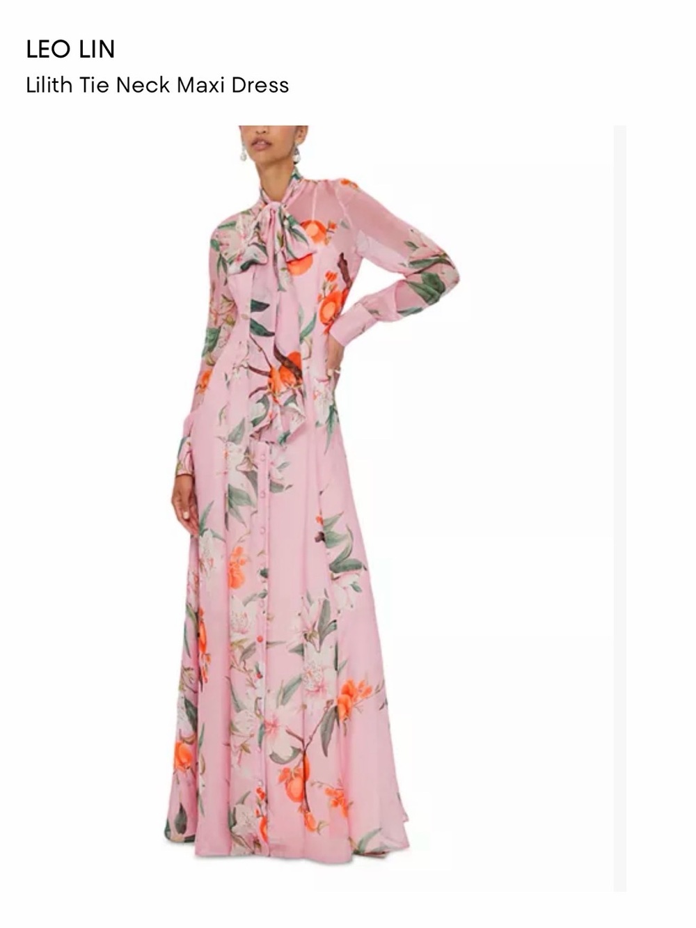 Lilith Tie Neck Maxi Dress - Pink Floral